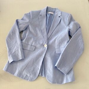 Mango Brand New W/O Tags (never worn) 100% Linen Blazer in Light Blue. Size 6